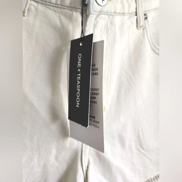 One Teaspoon, Razzle Dazzle Truckers Mid Waist Shorts,Bel Air Blue, Size 29, NWT